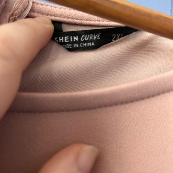 Women’s Pink Dress With See Through Polka Dot Sleeves - 2XL - Picture 4 of 4